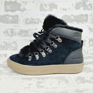New Cougar Dani Black Suede Waterproof Fur Trim High Top Snow Sneakers W289